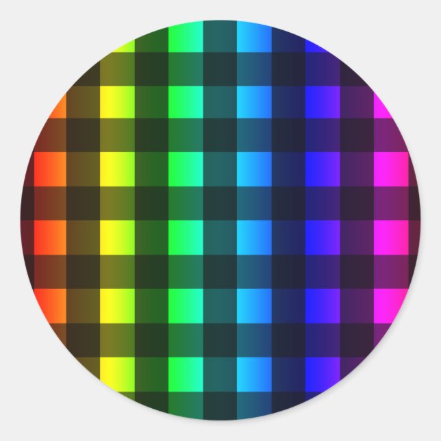 Rainbow and Black Buffalo Plaid Classic Round Sticker (Front)