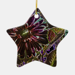 Rainbow and Black Dahlia Ceramic Tree Decoration
