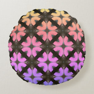 Rainbow and Black Modern Hipster Round Cushion