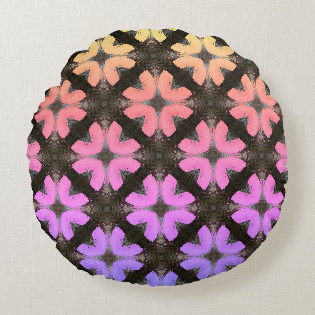Rainbow and Black Modern Hipster Round Cushion (Front)