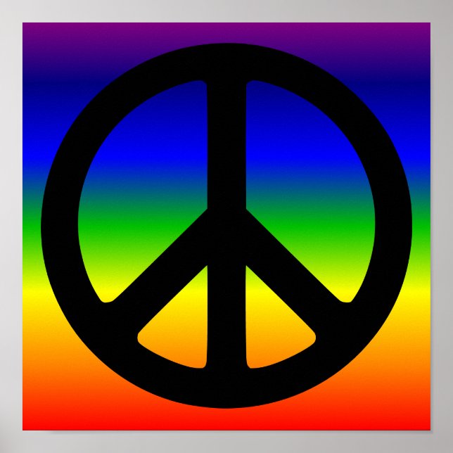 Rainbow and Black Peace Symbol Poster (Front)