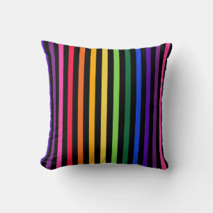 Rainbow and black stripes cushion