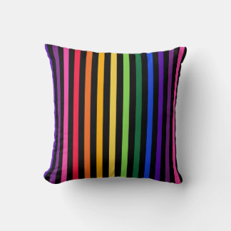 Rainbow and black stripes cushion