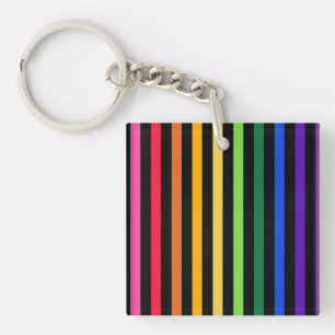 Rainbow and black stripes key ring