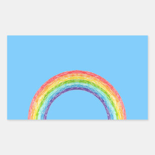 Rainbow and blue sky rectangular sticker