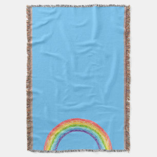 Rainbow and blue sky throw blanket