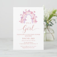 Rainbow and butterfly Baby shower invitation