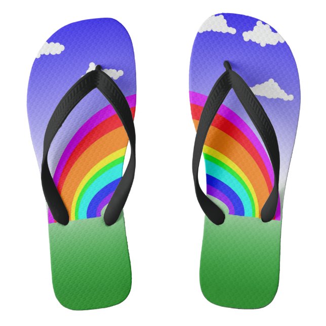 Rainbow and Clouds Flip Flops (Footbed)