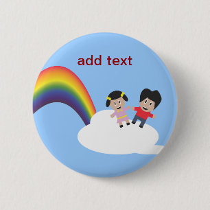 Rainbow and Clouds Friendship Button
