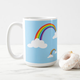 Rainbow and clouds in a clear sky coffee mug
