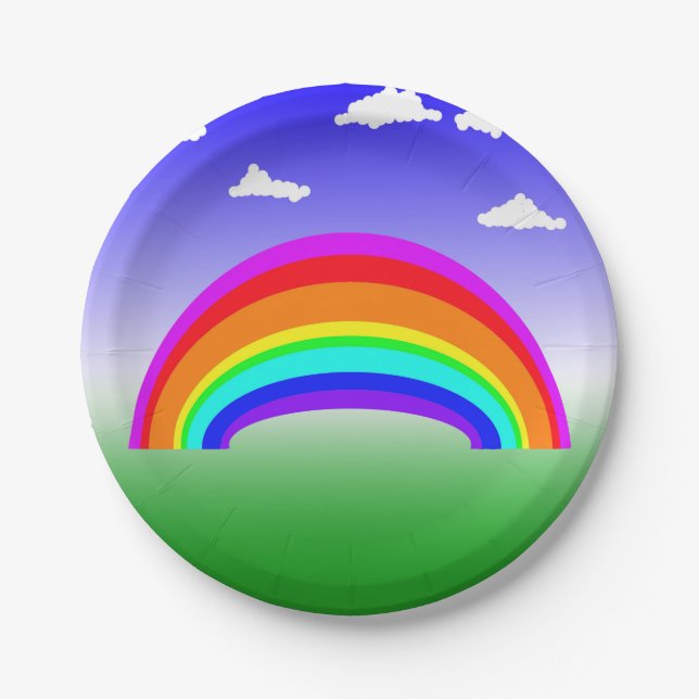 Rainbow and Clouds Paper Plate (Front)