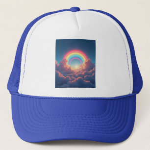 Rainbow and clouds trucker hat