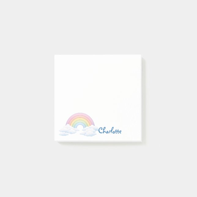 Rainbow and Clouds With Your Name Post-it Notes (Front)