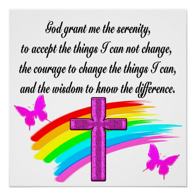 RAINBOW AND CROSS SERENITY PRAYER DESIGN POSTER (Front)
