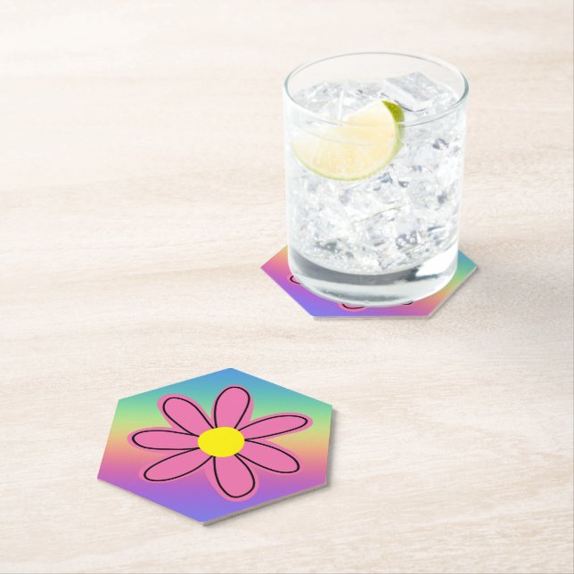 Rainbow and Flower Paper Coaster (Insitu)