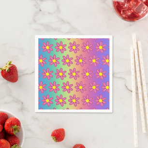 Rainbow and Flowers Paper Napkins