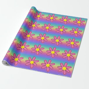 Rainbow and Flowers Wrapping Paper