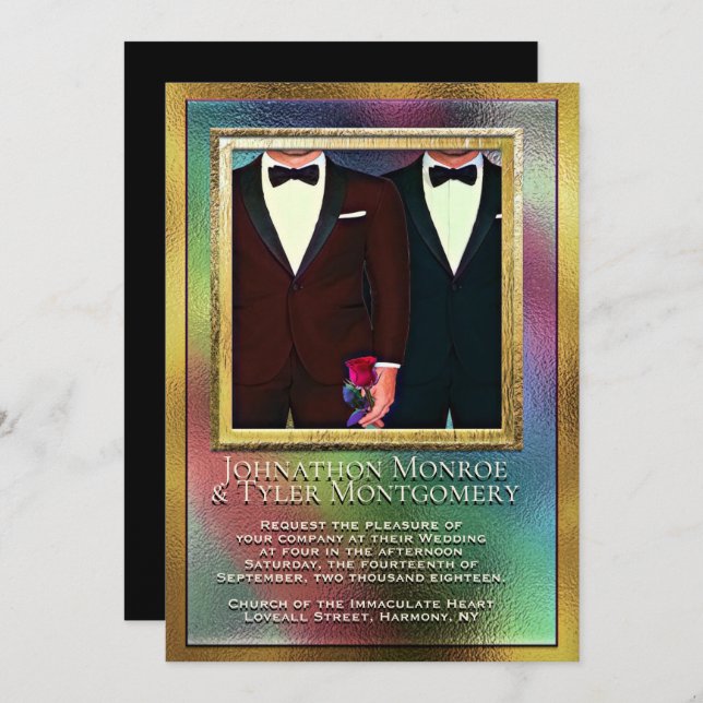 Rainbow and Gay Wedding Invitation (Front/Back)