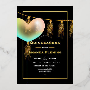 Rainbow and Gold and Black Quinceañera