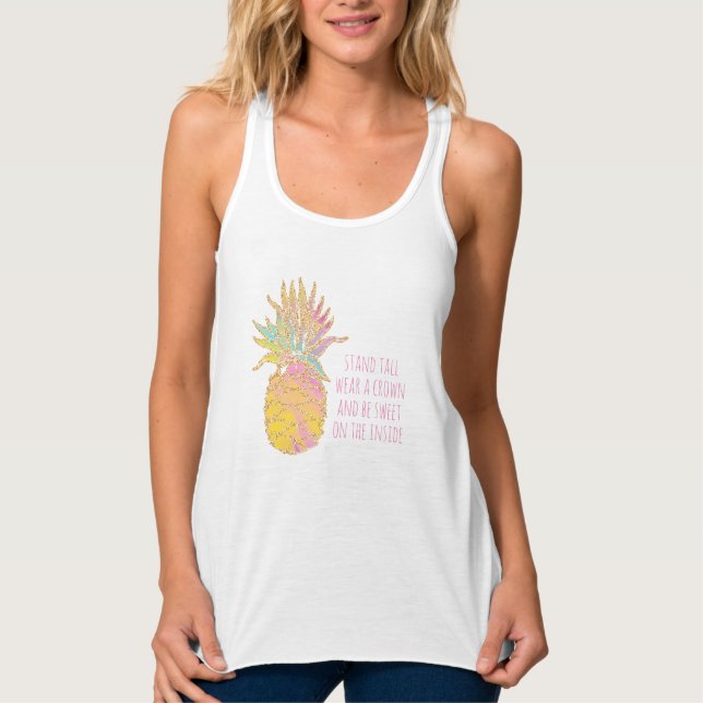 Rainbow and Gold Pineapple Be a Pineapple Singlet (Front)