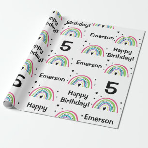 Rainbow and Heart Little Girl Personalised Wrapping Paper