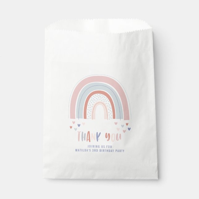 Rainbow and heart thank you favour favour bags (Front)