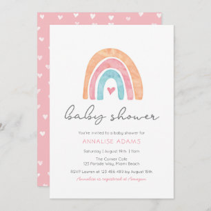 Rainbow and hearts Baby Shower invitation