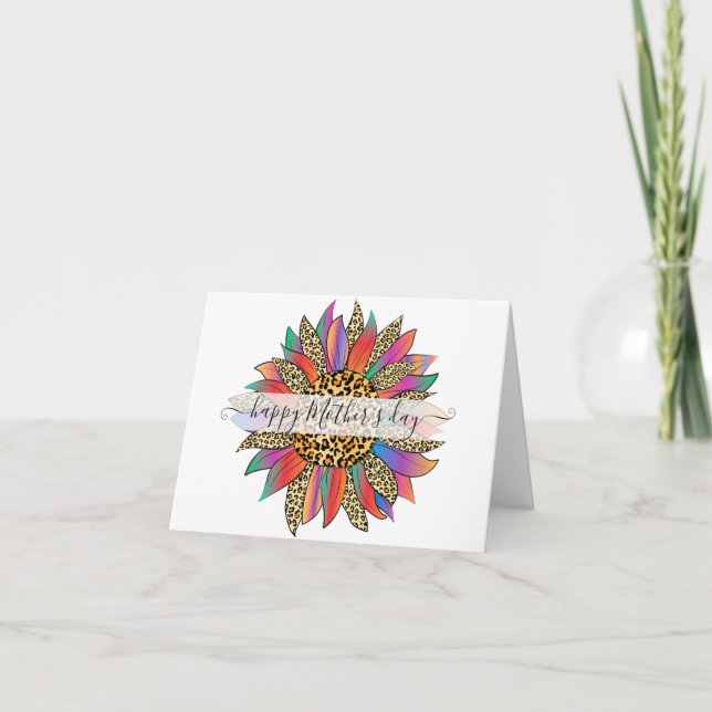 Rainbow and leopard print Mother's Day Holiday Card (Front)