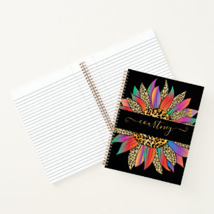 Rainbow and leopard print personalised  notebook