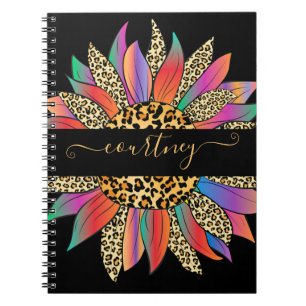 Rainbow and leopard print personalised  notebook