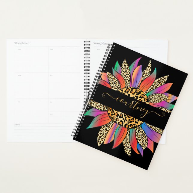 Rainbow and leopard print personalised   planner (Display)
