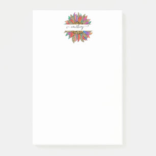 Rainbow and leopard print personalised post-it notes
