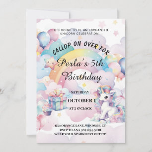 Rainbow and magic birthday invitation 2025