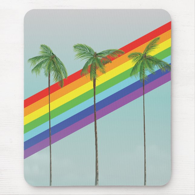 Rainbow and Palms Mouse Pad (Front)