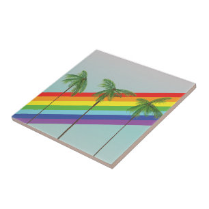Rainbow and Palms Tile