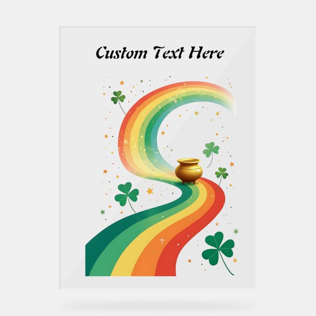 Rainbow and Pot of Gold Fantasy Scene Acrylic Sign (Front)