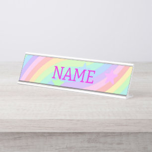 Rainbow and stars desk name plate