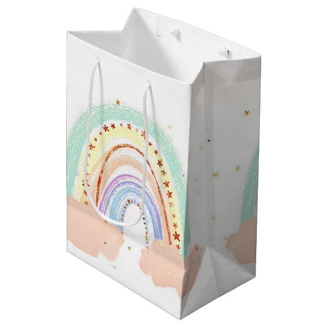 Rainbow and stars  medium gift bag (Front Angled)
