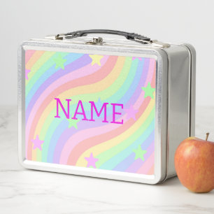 Rainbow and stars metal lunch box