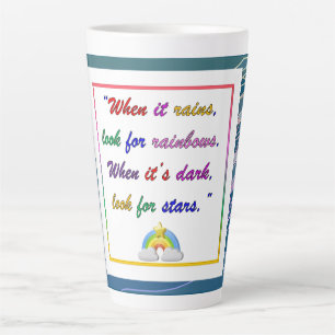 Rainbow and Stars - Motivational Blue Latte Mug