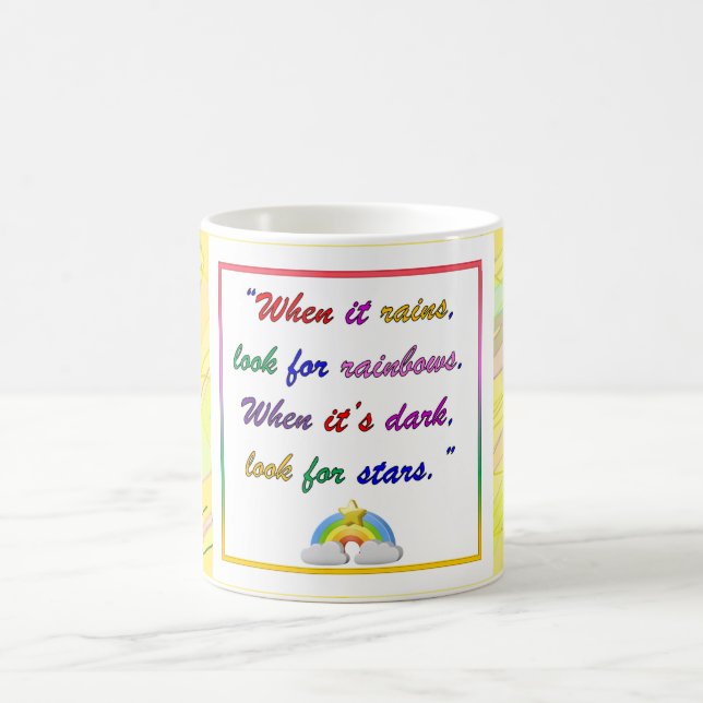 Rainbow and Stars - Motivational Yellow Mug (Center)