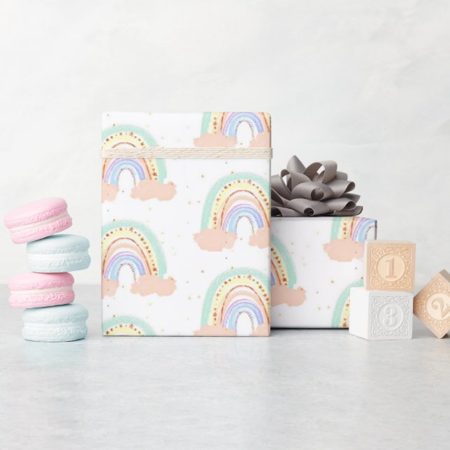 Rainbow and stars  wrapping paper (Baby Shower)