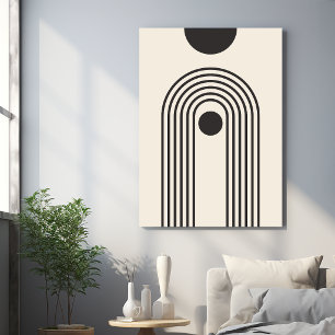 Rainbow and Sun, Boho Abstract Geometric Art Canvas Print