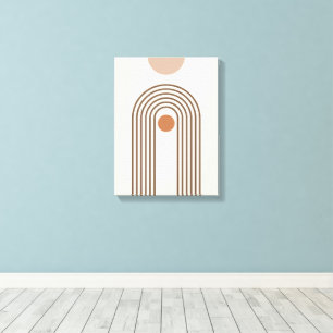 Rainbow and Sun, Boho Abstract Geometric Art Canvas Print