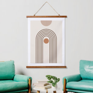 Rainbow and Sun, Boho Abstract Geometric Art Hanging Tapestry