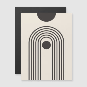 Rainbow and Sun, Boho Abstract Geometric Art Magnetic Invitation