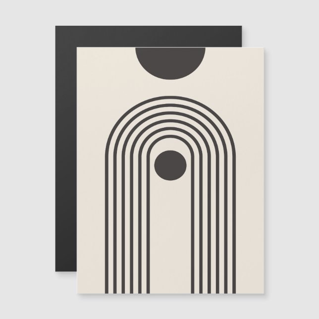 Rainbow and Sun, Boho Abstract Geometric Art Magnetic Invitation (Front/Back)