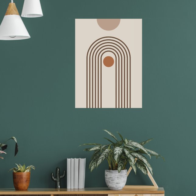 Rainbow and Sun, Boho Abstract Geometric Art Poster (Living Room 1)