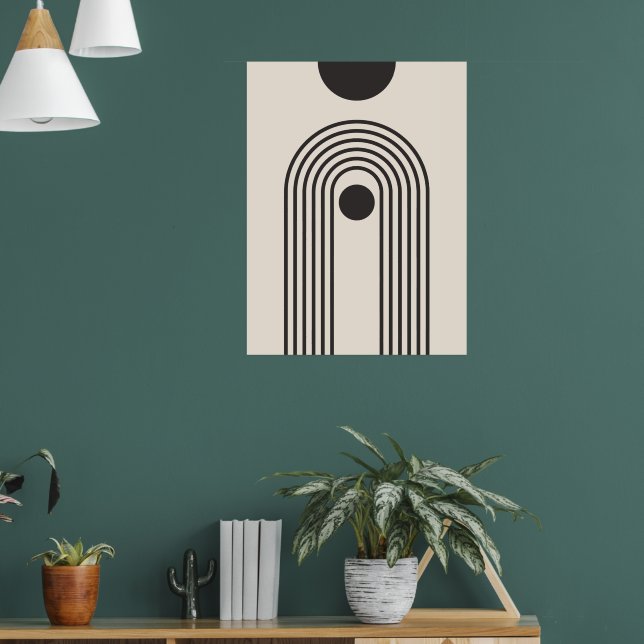 Rainbow and Sun, Boho Abstract Geometric Art Poster (Living Room 1)