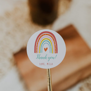 Rainbow and Sunshine Birthday Classic Round Sticker